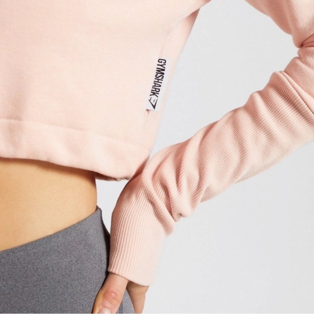 Excellent condition size XS Gymshark Light Pink Blush  Cropped Hoodie - Picture 3 of 13